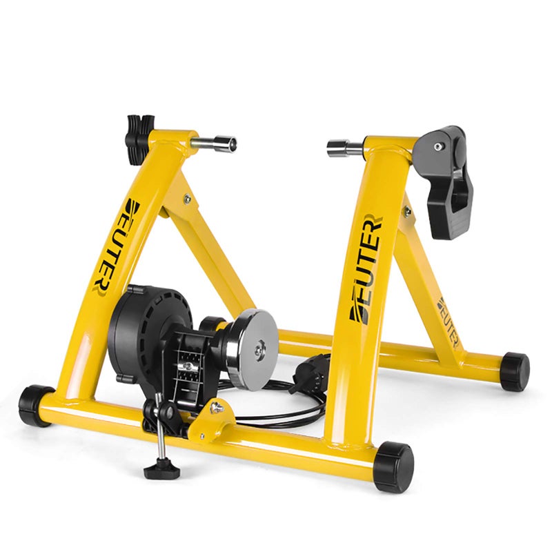CXWXC مدرب دراجات، حامل دراجات مغناطيسي ثابت لركوب التمارين الداخلية، 26-29" وعجلات 700C، مزود بعمود تحرير سريع وكتلة رفع العجلة الأمامية - Image 1